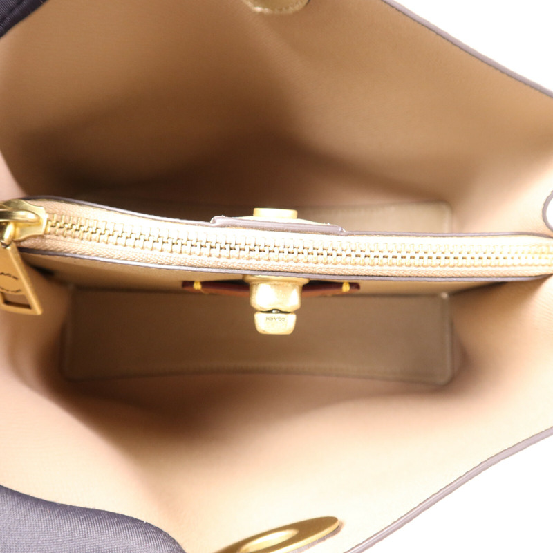 COACH 牛皮皮革Shoulder Bag金扣手挽袋-4