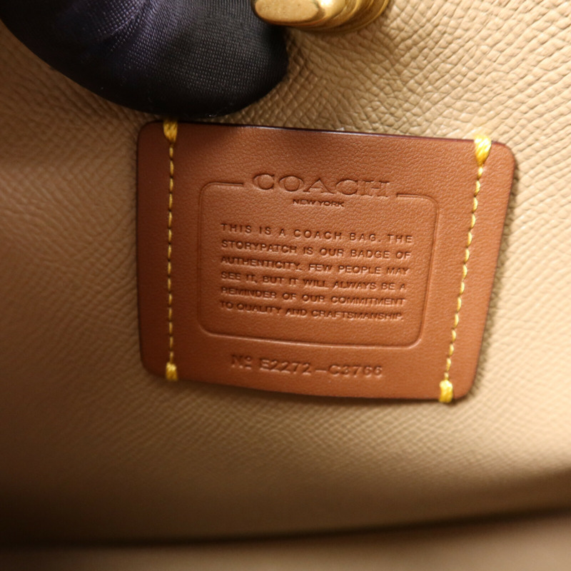 COACH 牛皮皮革Shoulder Bag金扣手挽袋-5