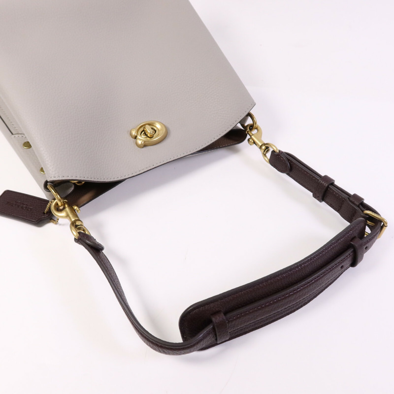 COACH 牛皮皮革Shoulder Bag金扣手挽袋-7