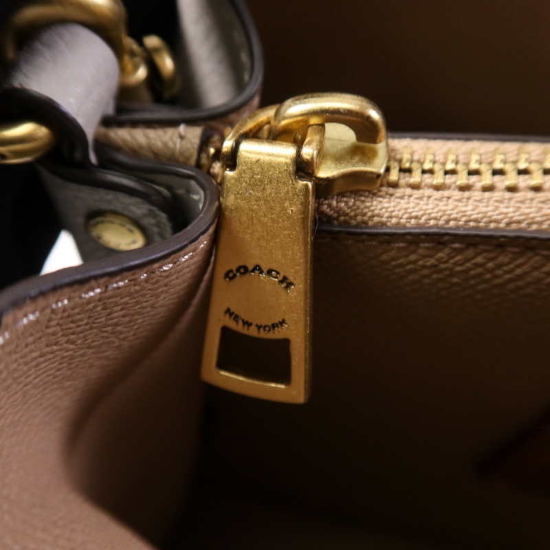 COACH 牛皮皮革Shoulder Bag金扣手挽袋-12