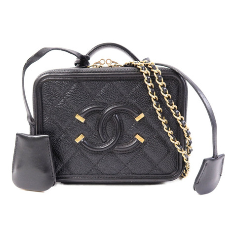 CHANEL 牛皮皮革Vanity Case Bag金扣手挽肩背兩用袋