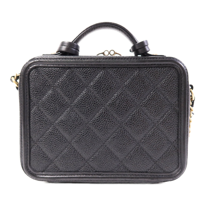 CHANEL 牛皮皮革Vanity Case Bag金扣手挽肩背兩用袋-1