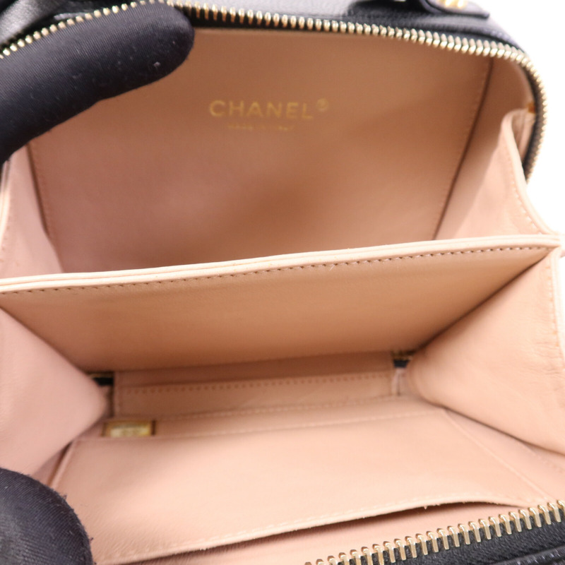 CHANEL 牛皮皮革Vanity Case Bag金扣手挽肩背兩用袋-4