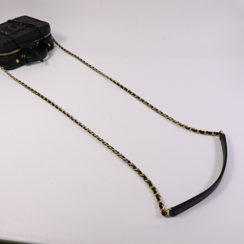 CHANEL 牛皮皮革Vanity Case Bag金扣手挽肩背兩用袋-8