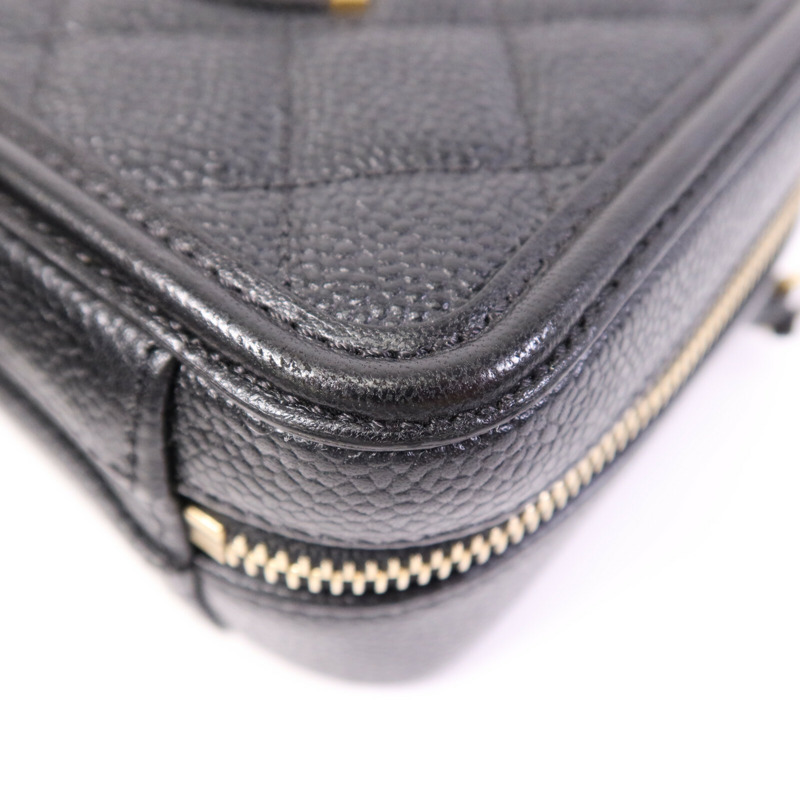 CHANEL 牛皮皮革Vanity Case Bag金扣手挽肩背兩用袋-10
