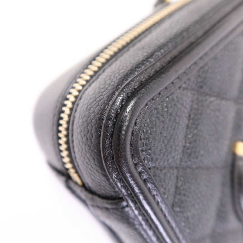 CHANEL 牛皮皮革Vanity Case Bag金扣手挽肩背兩用袋-11