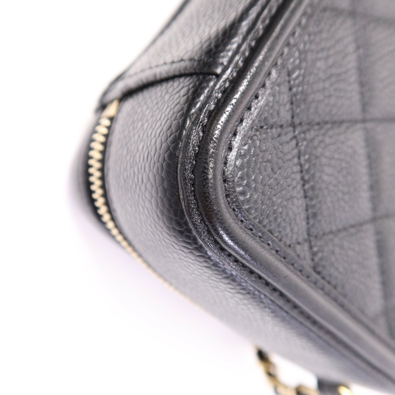 CHANEL 牛皮皮革Vanity Case Bag金扣手挽肩背兩用袋-12