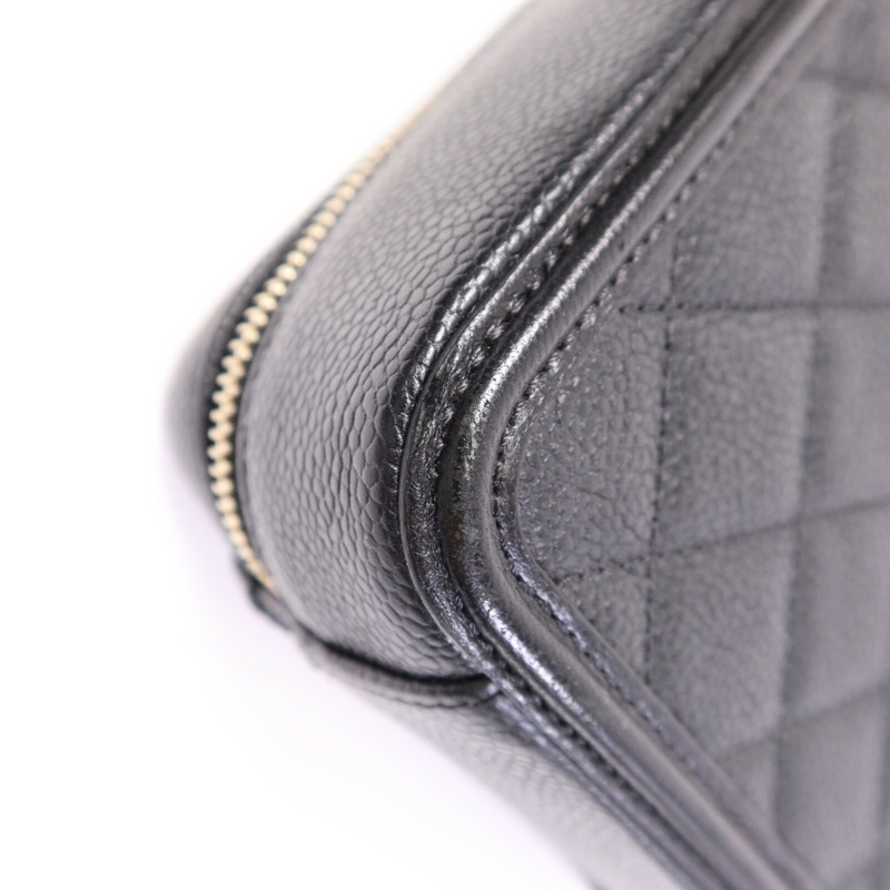 CHANEL 牛皮皮革Vanity Case Bag金扣手挽肩背兩用袋-13