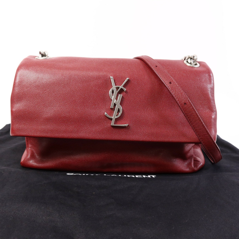 SAINT LAURENT 牛皮皮革West Hollywood Medium銀扣鏈帶肩背袋-9