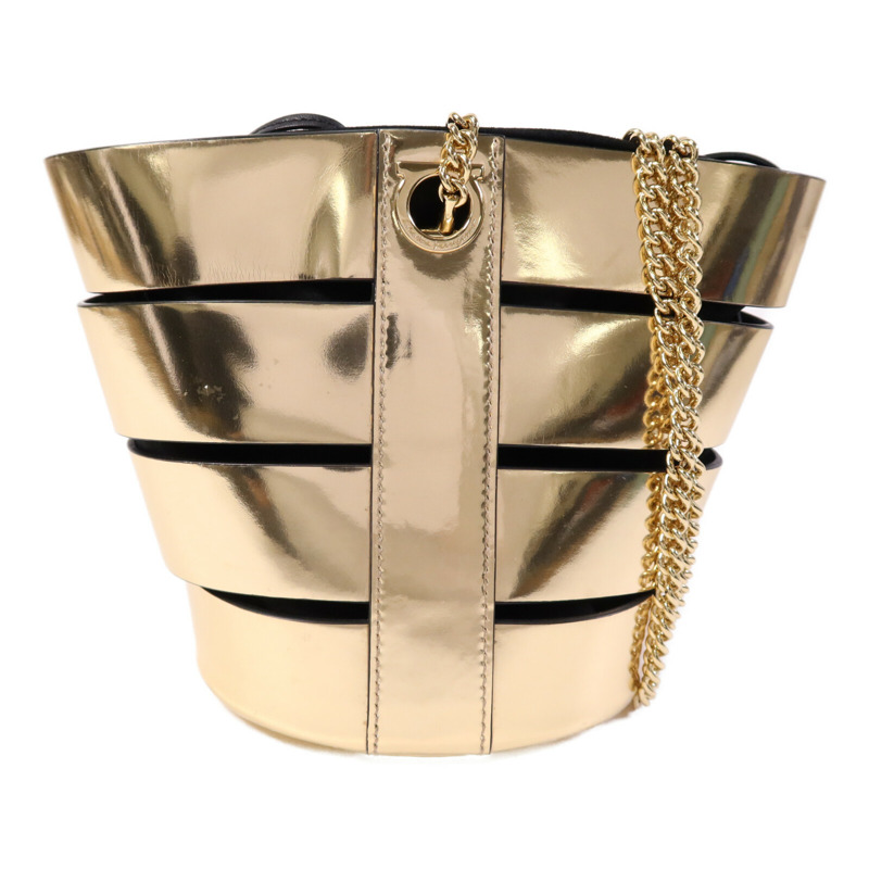 Salvatore Ferragamo 麂皮/牛皮皮革Shoulder Bag金扣肩背袋-0