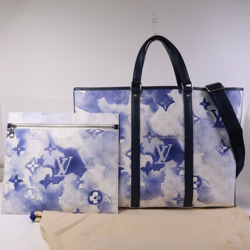 LOUIS VUITTON Monogram Watercolour Weekend Tote GM銀扣手挽肩背兩用袋-8