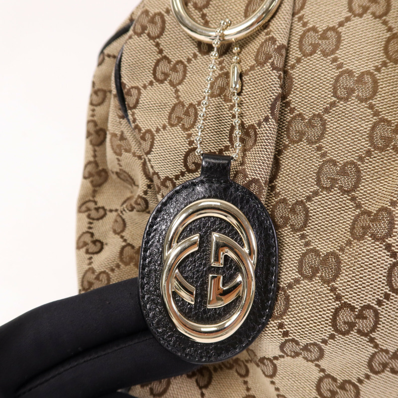 GUCCI 帆布Shoulder Bag金扣肩背袋-6