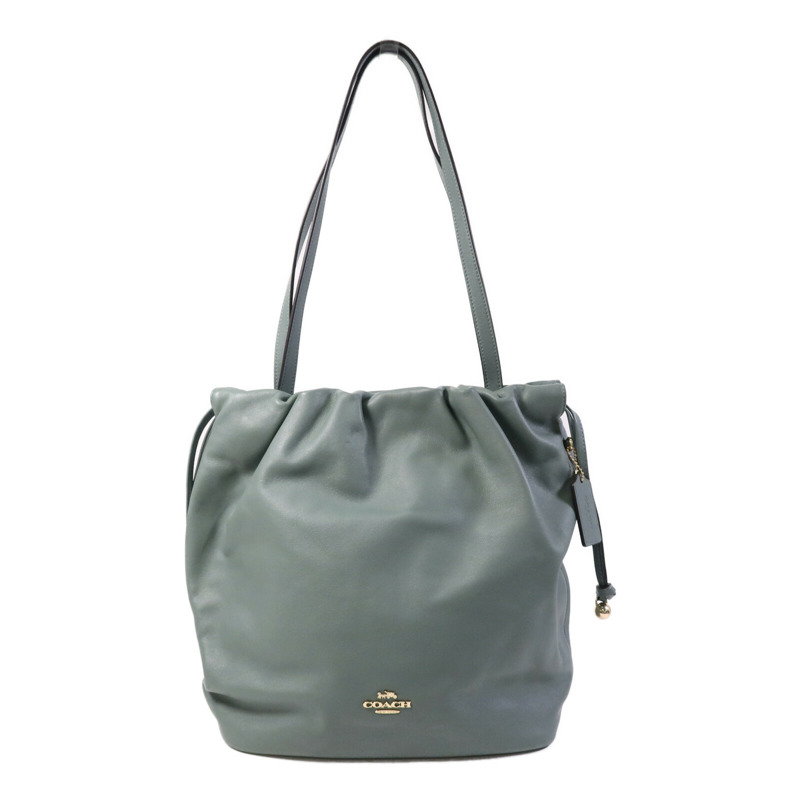 COACH 牛皮皮革Tote Bag金扣手挽袋-0