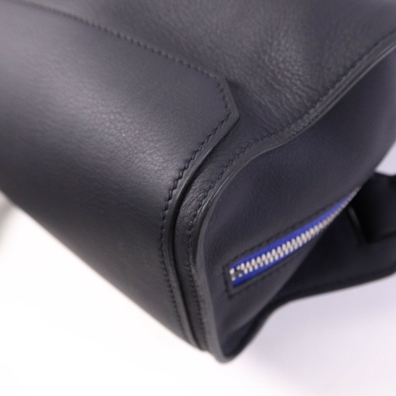 HERMES Swift皮革City Backpack 27銀扣背包Blue Nuit-9