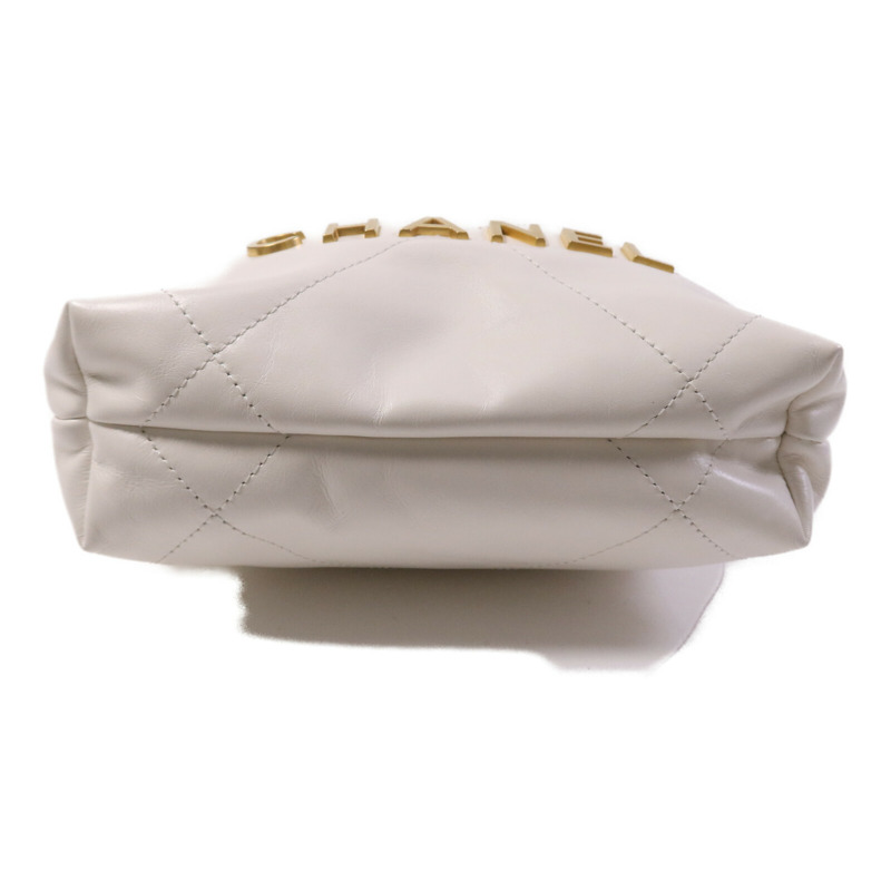 CHANEL 牛皮皮革Mini Chanel 22金扣鏈帶手挽肩背兩用袋-3