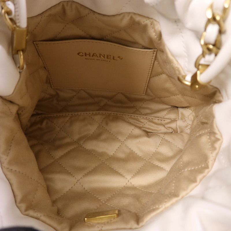 CHANEL 牛皮皮革Mini Chanel 22金扣鏈帶手挽肩背兩用袋-4