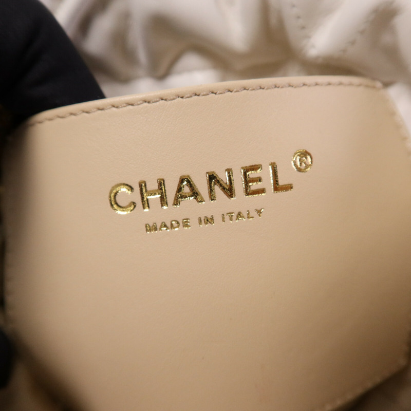 CHANEL 牛皮皮革Mini Chanel 22金扣鏈帶手挽肩背兩用袋-5