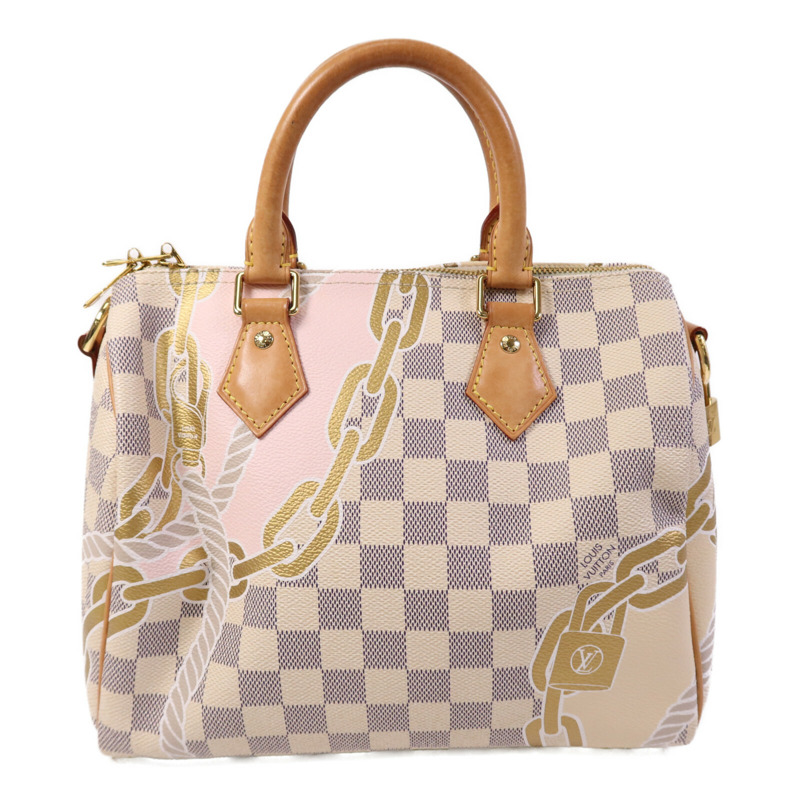LOUIS VUITTON Damier Azur Speedy Boudouliere 25金扣手挽肩背兩用袋-1