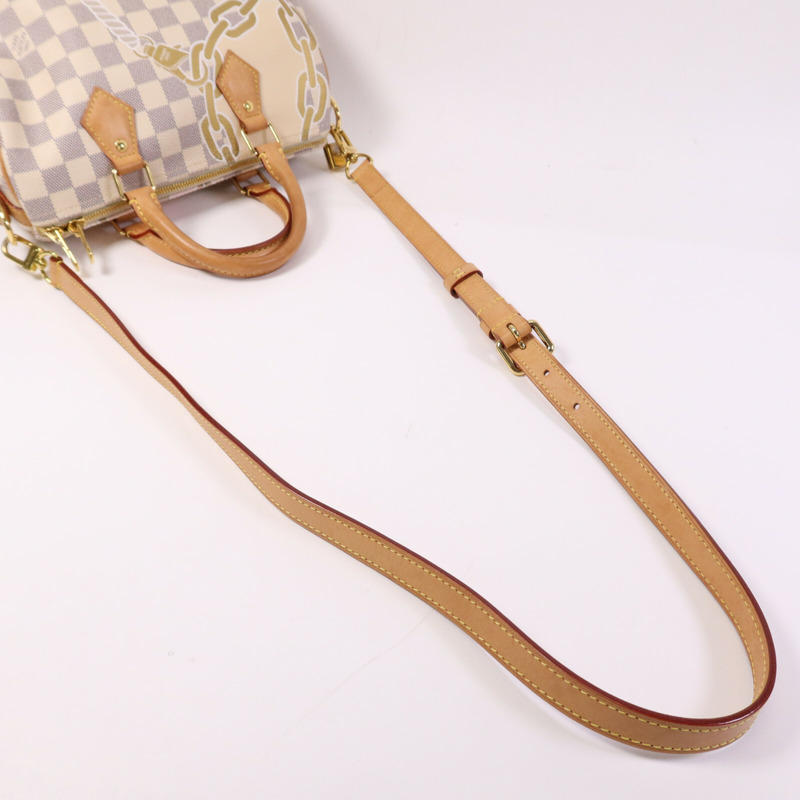 LOUIS VUITTON Damier Azur Speedy Boudouliere 25金扣手挽肩背兩用袋-7