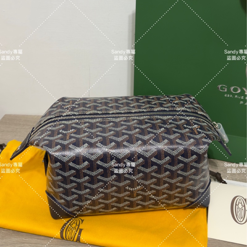 Goyard 洗漱包 飯盒包 深藍色 全新全配  可搭長、短肩帶自行改造包包-10