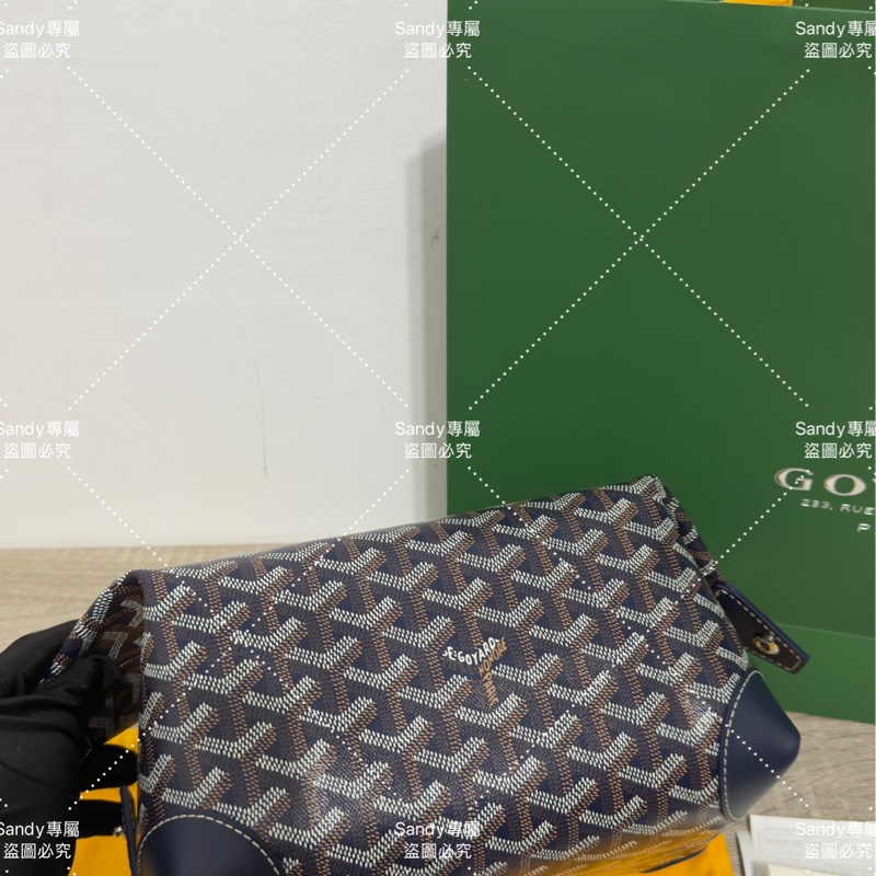 Goyard 洗漱包 飯盒包 深藍色 全新全配  可搭長、短肩帶自行改造包包-11
