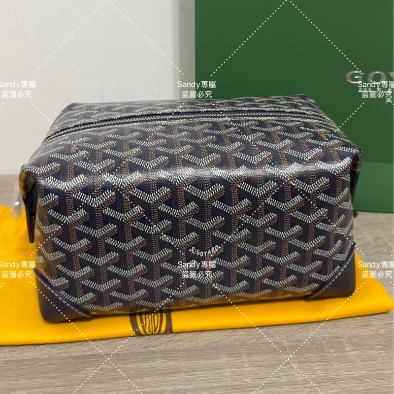 Goyard 洗漱包 飯盒包 深藍色 全新全配  可搭長、短肩帶自行改造包包-27