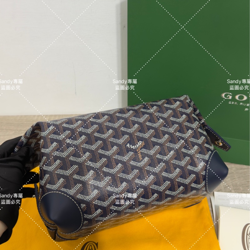 Goyard 洗漱包 飯盒包 深藍色 全新全配  可搭長、短肩帶自行改造包包-44