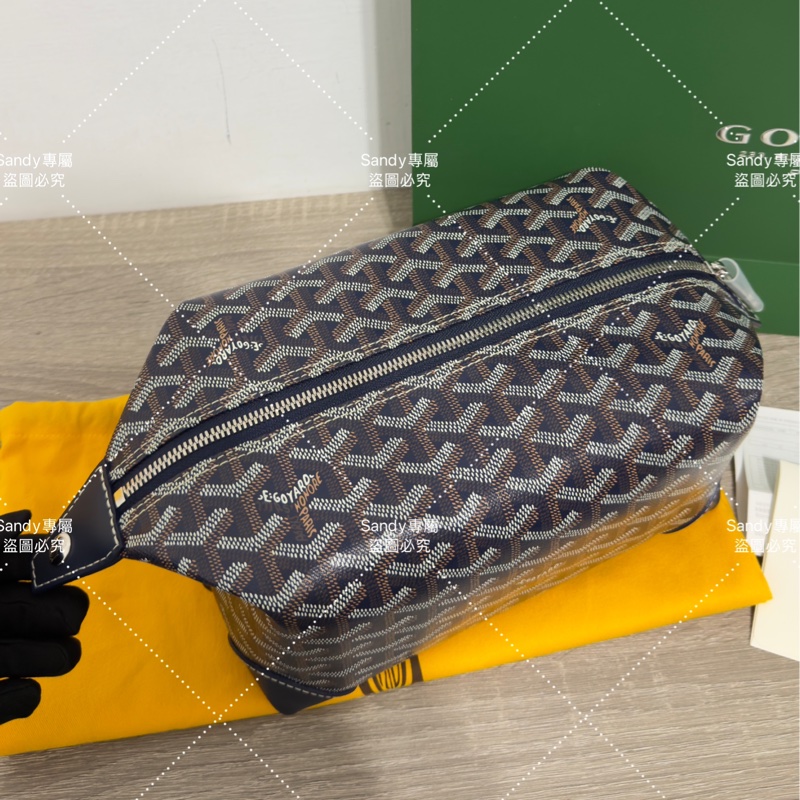 Goyard 洗漱包 飯盒包 深藍色 全新全配  可搭長、短肩帶自行改造包包-45