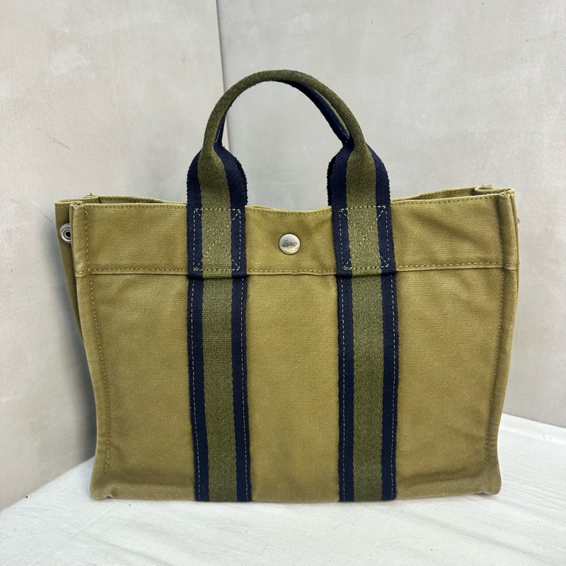 Hermès 中古綠色小號帆布手袋-3