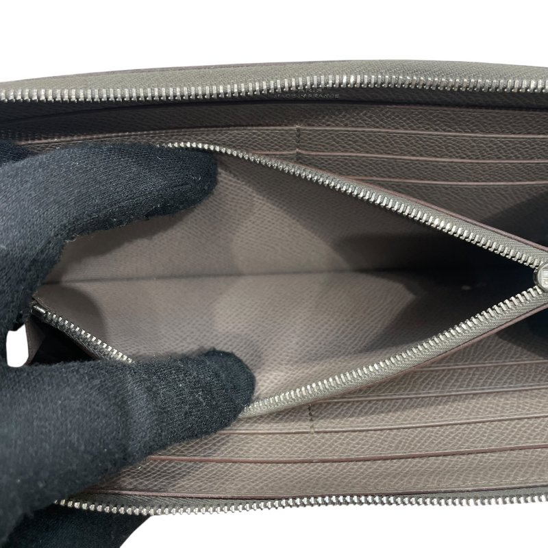 HERMES 愛馬仕 皮革長夾 EPSOM 普皮 灰色 銀扣-11