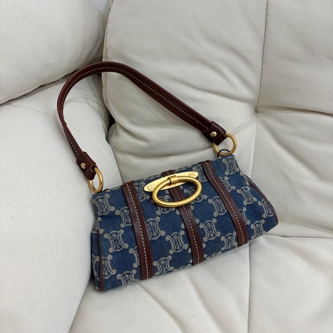 Celine 中古凱旋門馬蹄搭牛仔腋下包 Denim Shoulder Bag