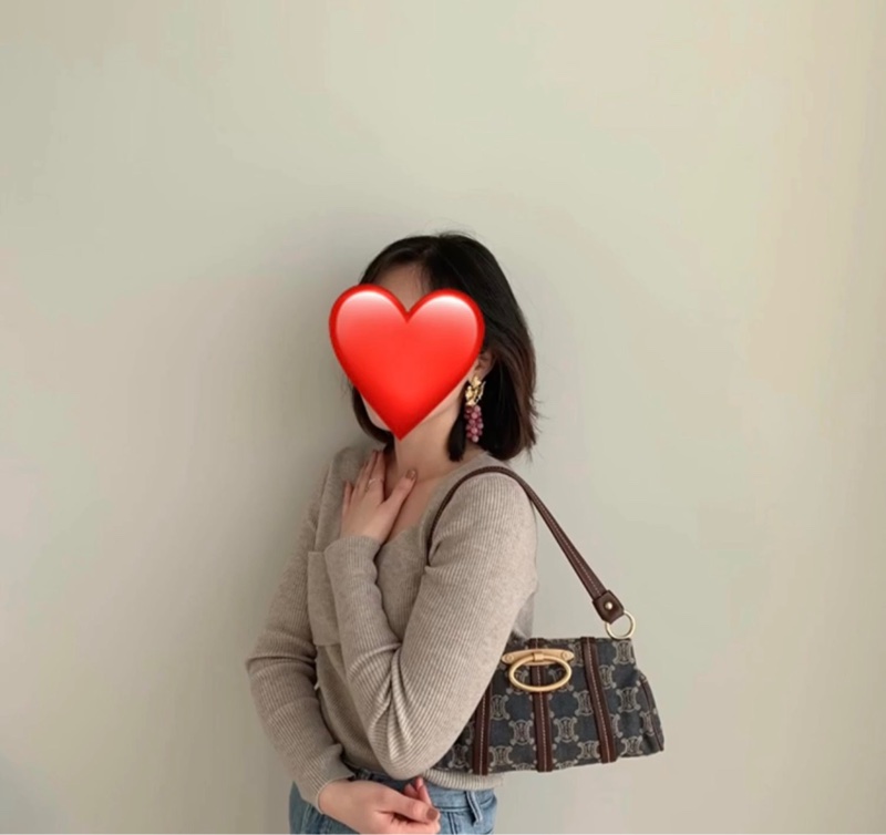 Celine 中古凱旋門馬蹄搭牛仔腋下包 Denim Shoulder Bag-3