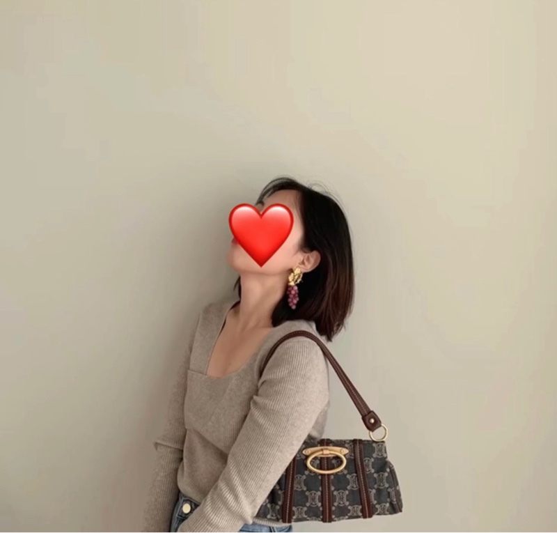 Celine 中古凱旋門馬蹄搭牛仔腋下包 Denim Shoulder Bag-4