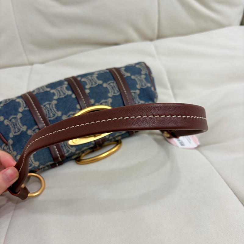 Celine 中古凱旋門馬蹄搭牛仔腋下包 Denim Shoulder Bag-9