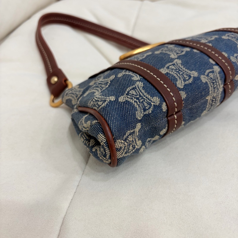 Celine 中古凱旋門馬蹄搭牛仔腋下包 Denim Shoulder Bag-11