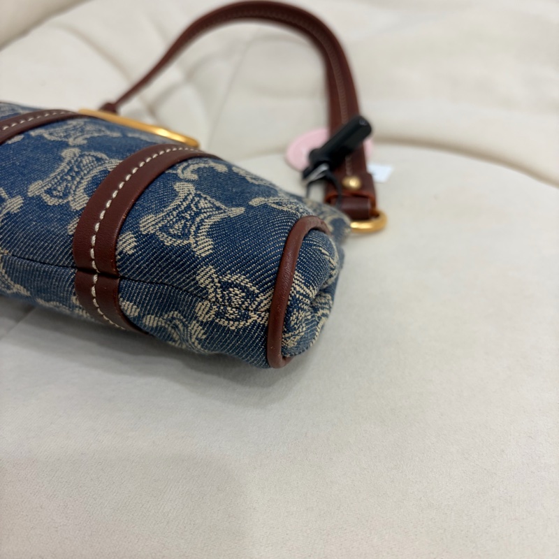 Celine 中古凱旋門馬蹄搭牛仔腋下包 Denim Shoulder Bag-12