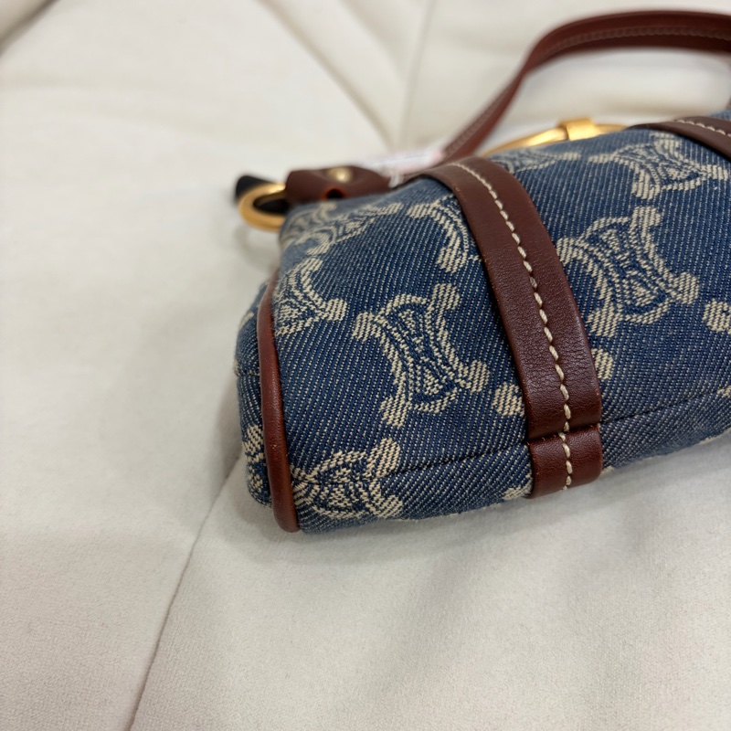 Celine 中古凱旋門馬蹄搭牛仔腋下包 Denim Shoulder Bag-13