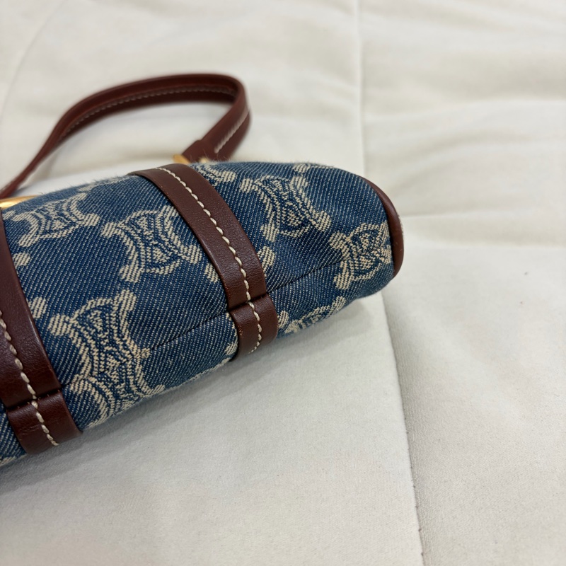 Celine 中古凱旋門馬蹄搭牛仔腋下包 Denim Shoulder Bag-14
