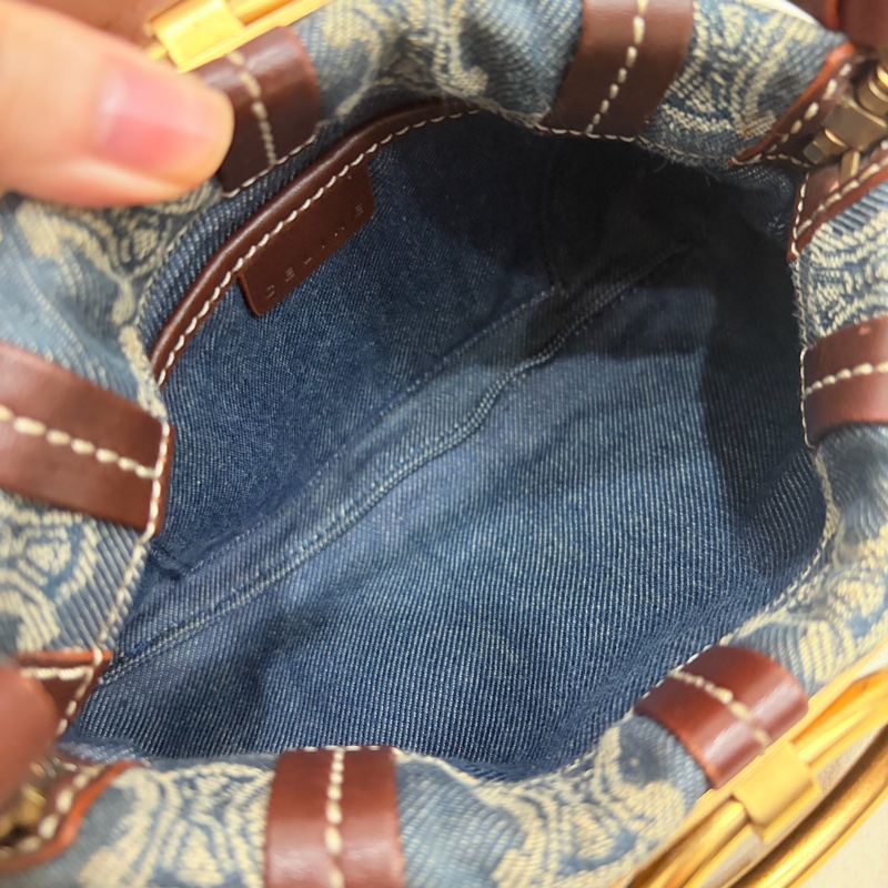 Celine 中古凱旋門馬蹄搭牛仔腋下包 Denim Shoulder Bag-15
