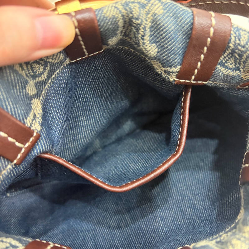 Celine 中古凱旋門馬蹄搭牛仔腋下包 Denim Shoulder Bag-16