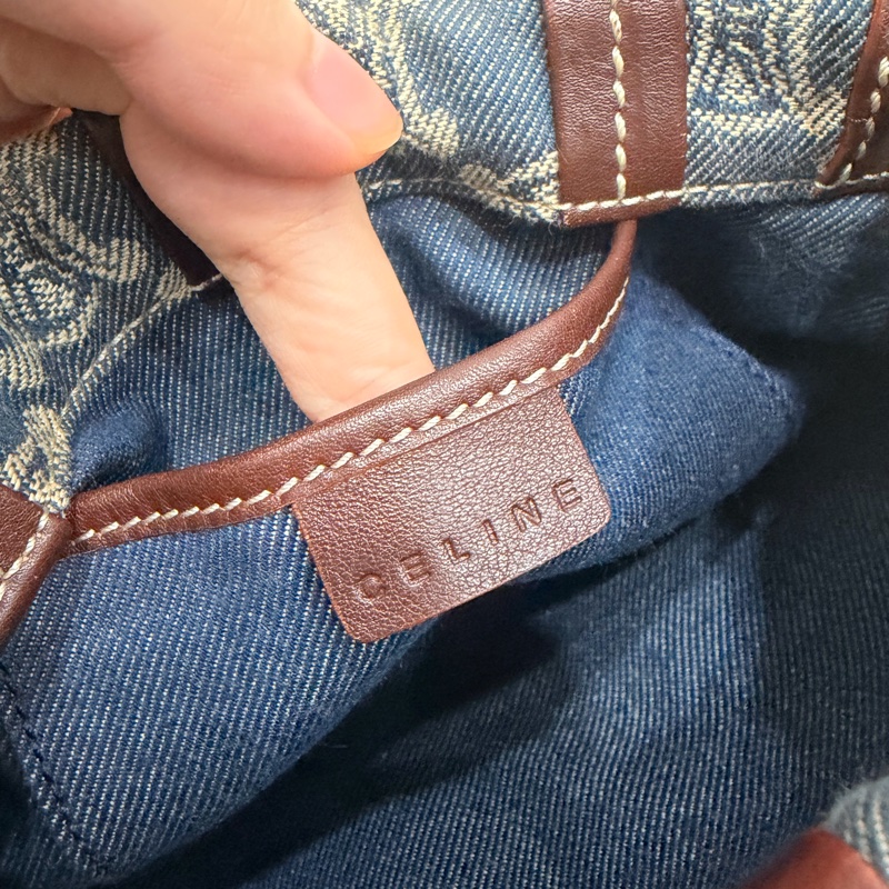Celine 中古凱旋門馬蹄搭牛仔腋下包 Denim Shoulder Bag-17
