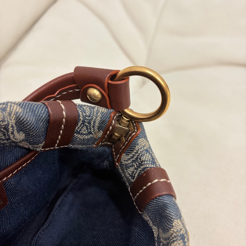 Celine 中古凱旋門馬蹄搭牛仔腋下包 Denim Shoulder Bag-19