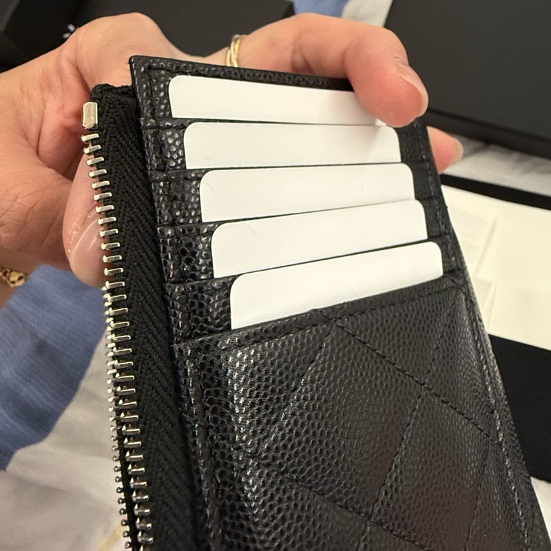 Chanel coco Chanel雙C大LOGO 黑銀時尚 限量特殊內裡 卡包 零錢包-1