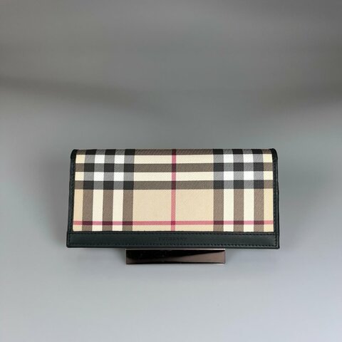 BURBERRY 格紋對開長夾