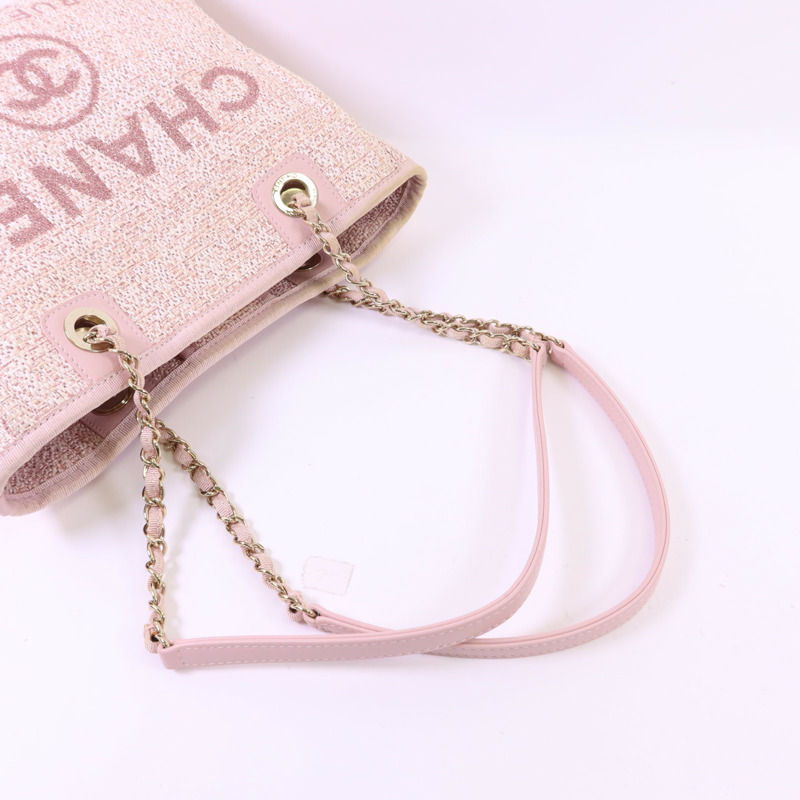 CHANEL 帆布Tote Bag金扣鏈帶手挽袋-4