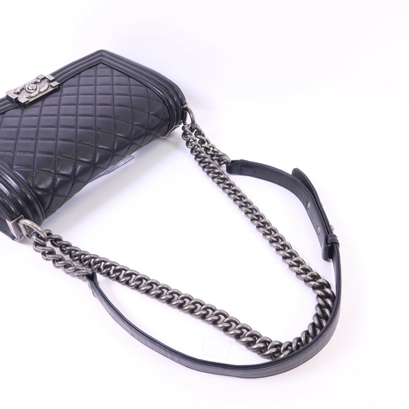 CHANEL 牛皮皮革Boy 25鏈帶肩背袋-5