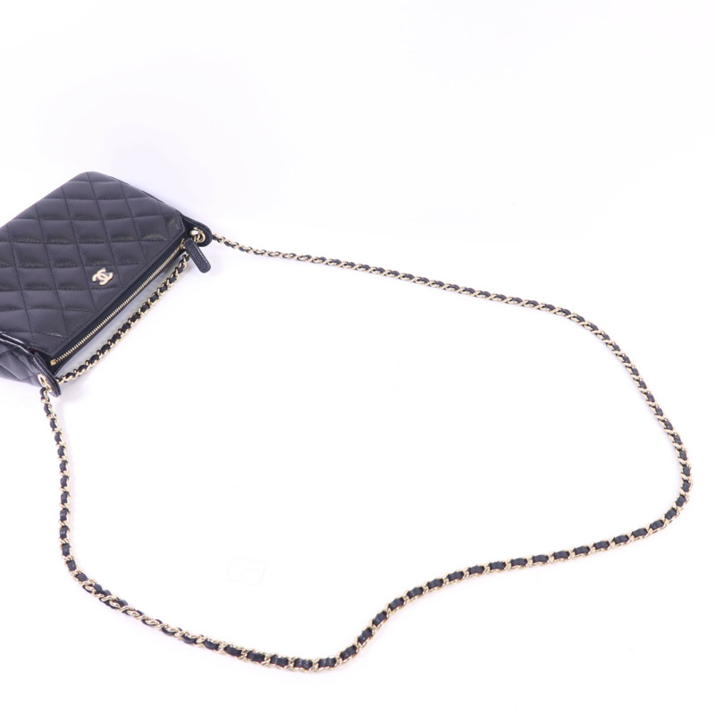 CHANEL 牛皮皮革Clutch With Chain金扣鏈帶肩背袋-4