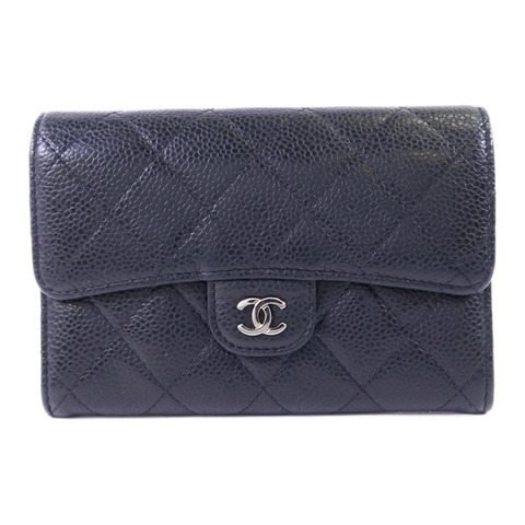 CHANEL 牛皮皮革Wallet銀扣錢包