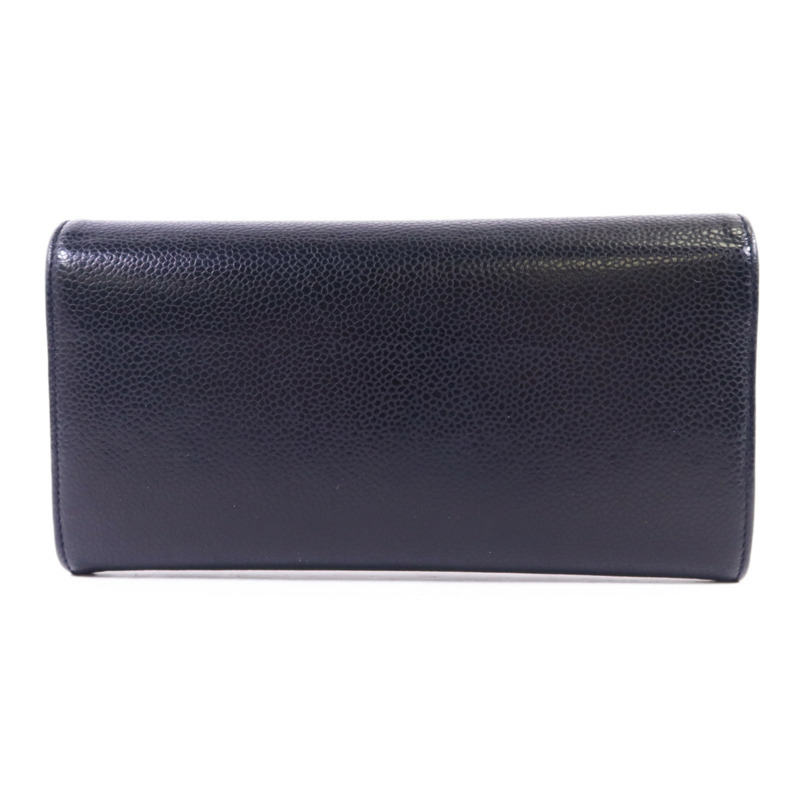 CHANEL 牛皮皮革Long Wallet銀扣長錢包-1
