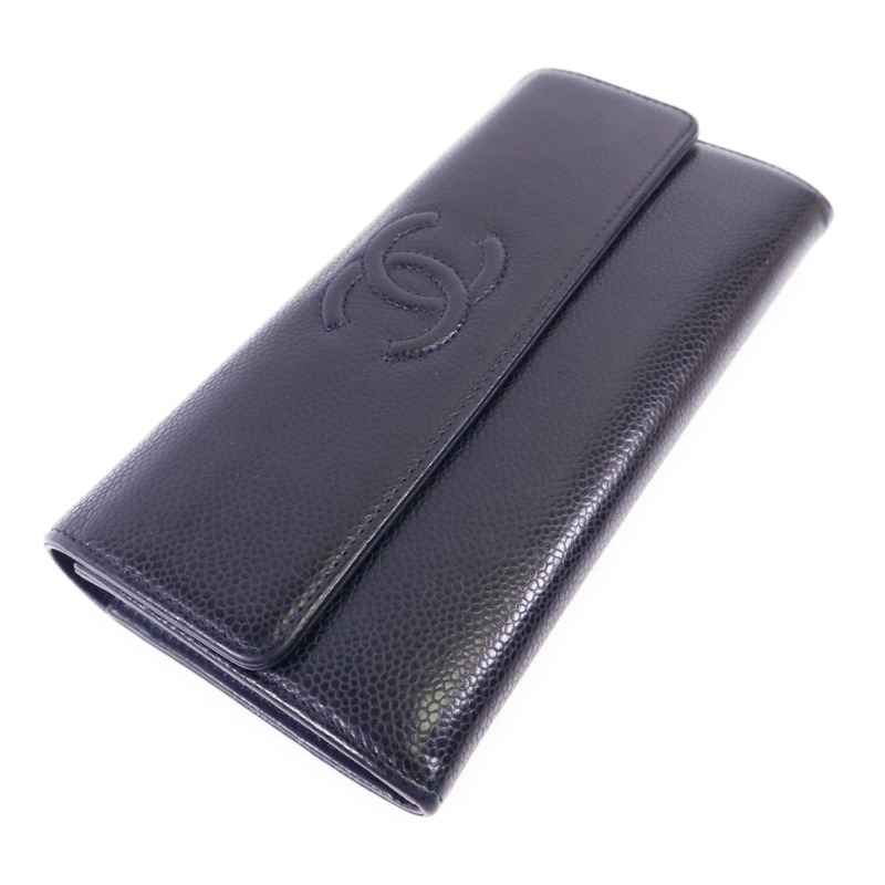 CHANEL 牛皮皮革Long Wallet銀扣長錢包-2